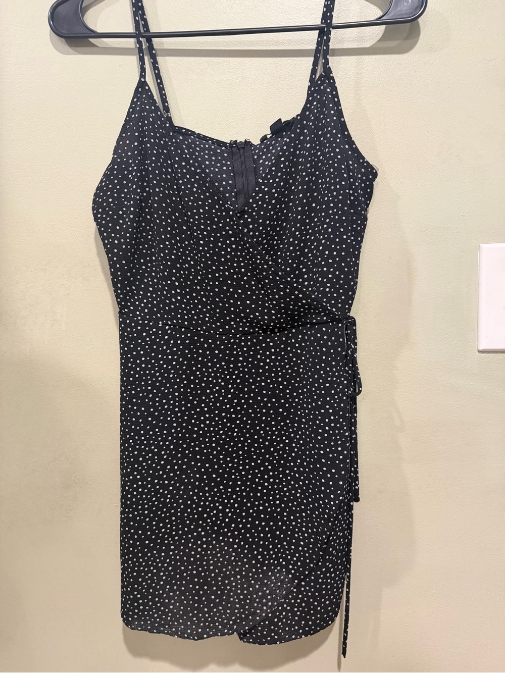 Black Polka Dot Spaghetti Strap Romper Skort